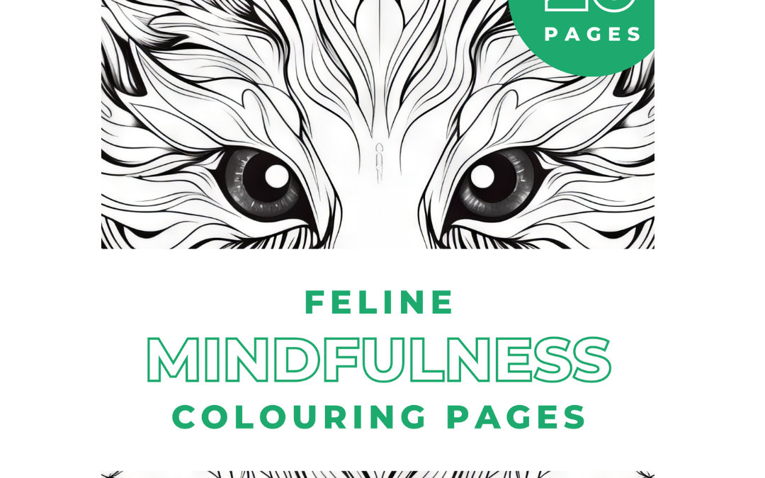 Feline Mindfulness colouring pages